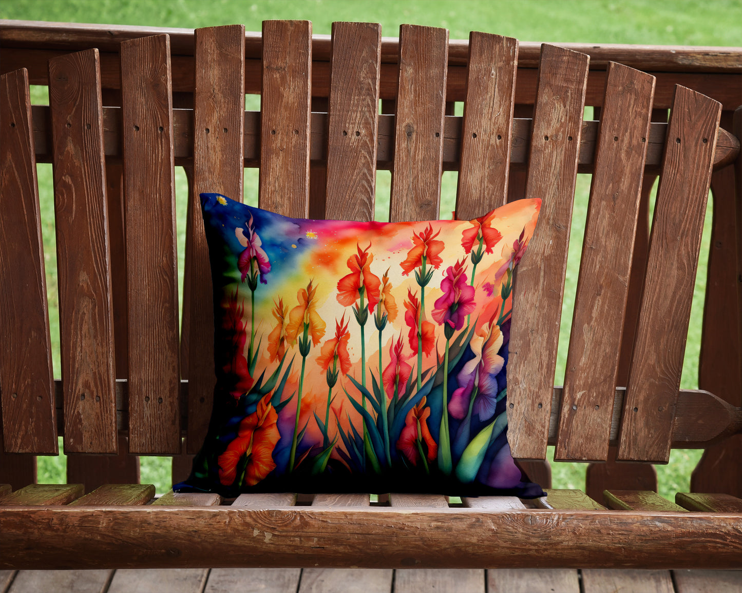 Colorful Gladiolus Throw Pillow