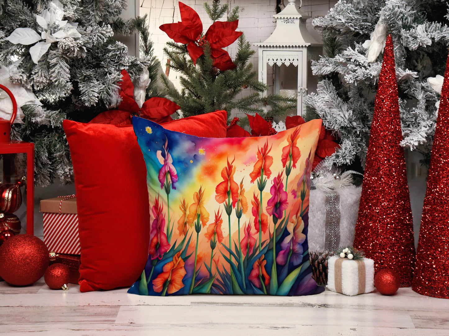 Colorful Gladiolus Throw Pillow