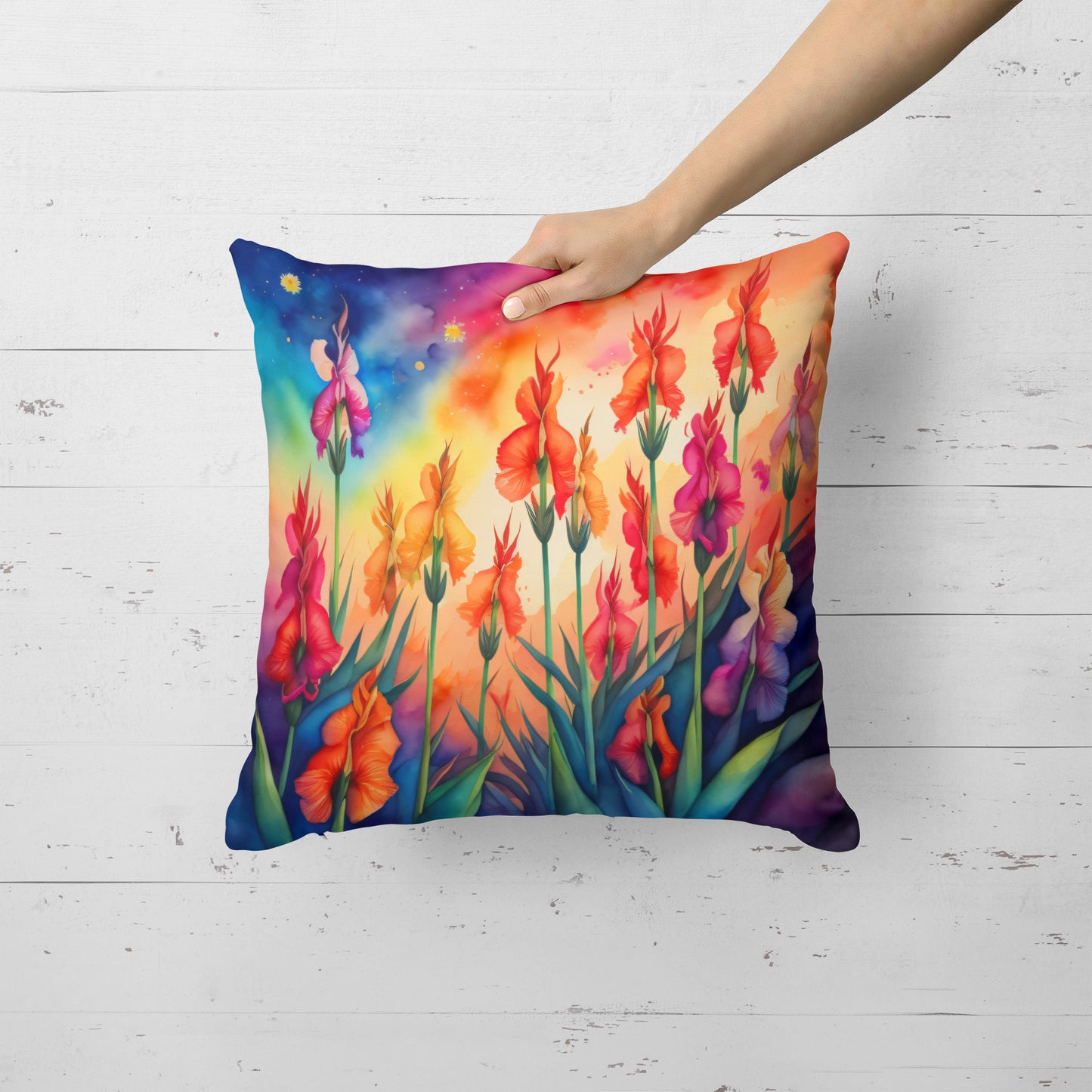 Colorful Gladiolus Throw Pillow