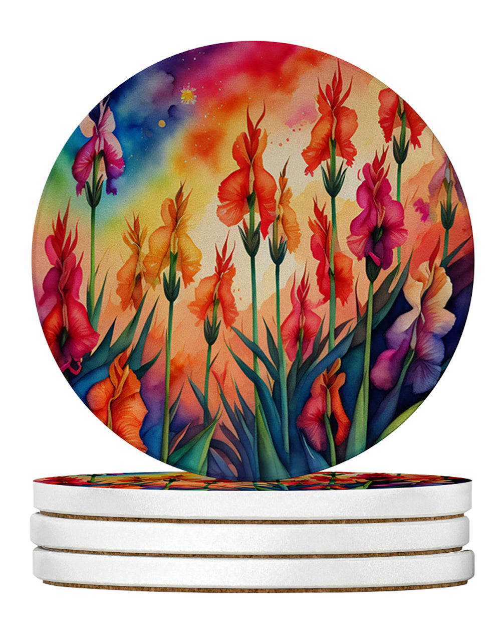 Buy this Colorful Gladiolus Large Sandstone Coasters Pack of 4