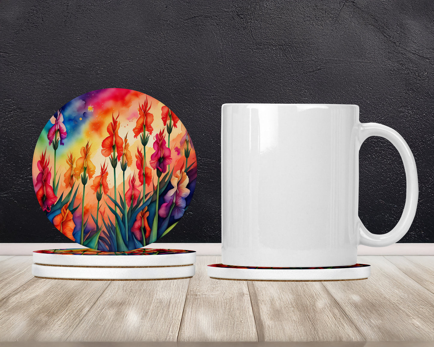 Colorful Gladiolus Large Sandstone Coasters Pack of 4