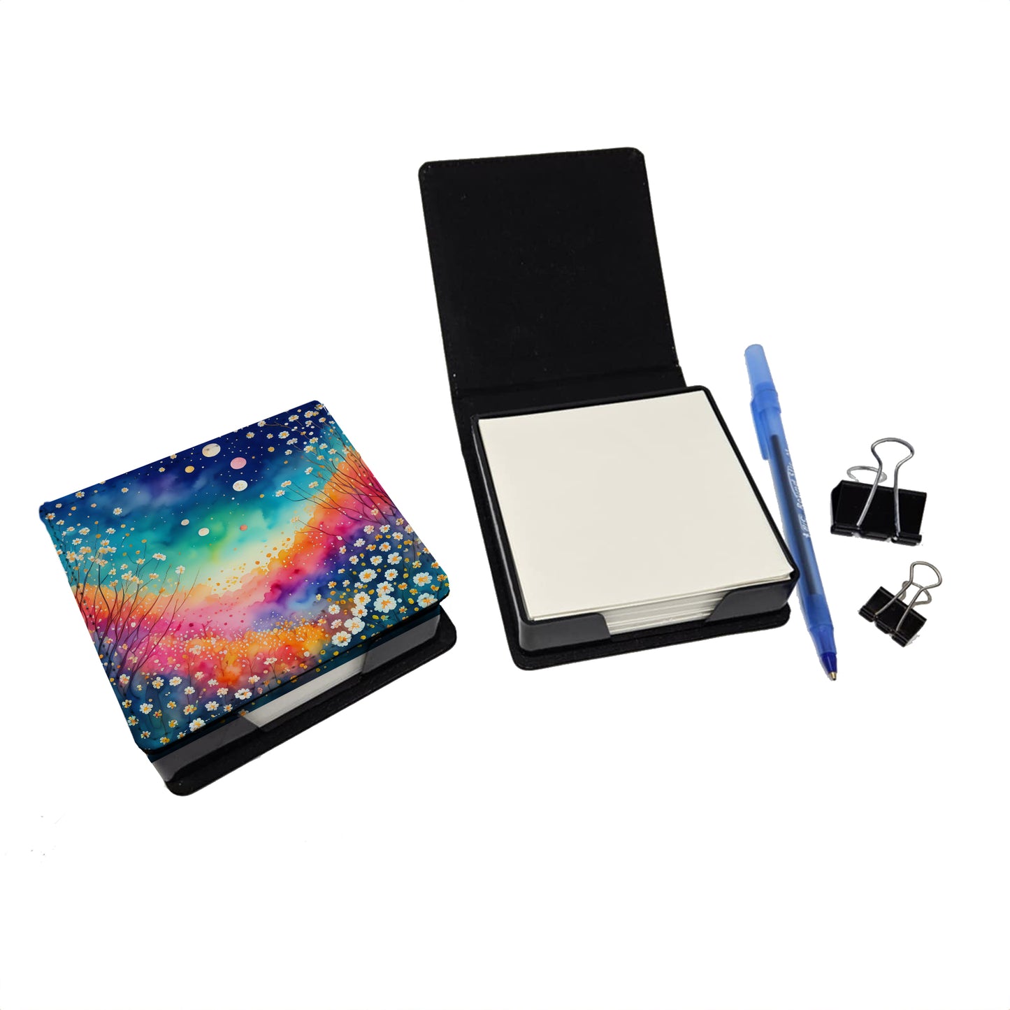 Colorful Gypsophila PU Leather Note Paper Holder