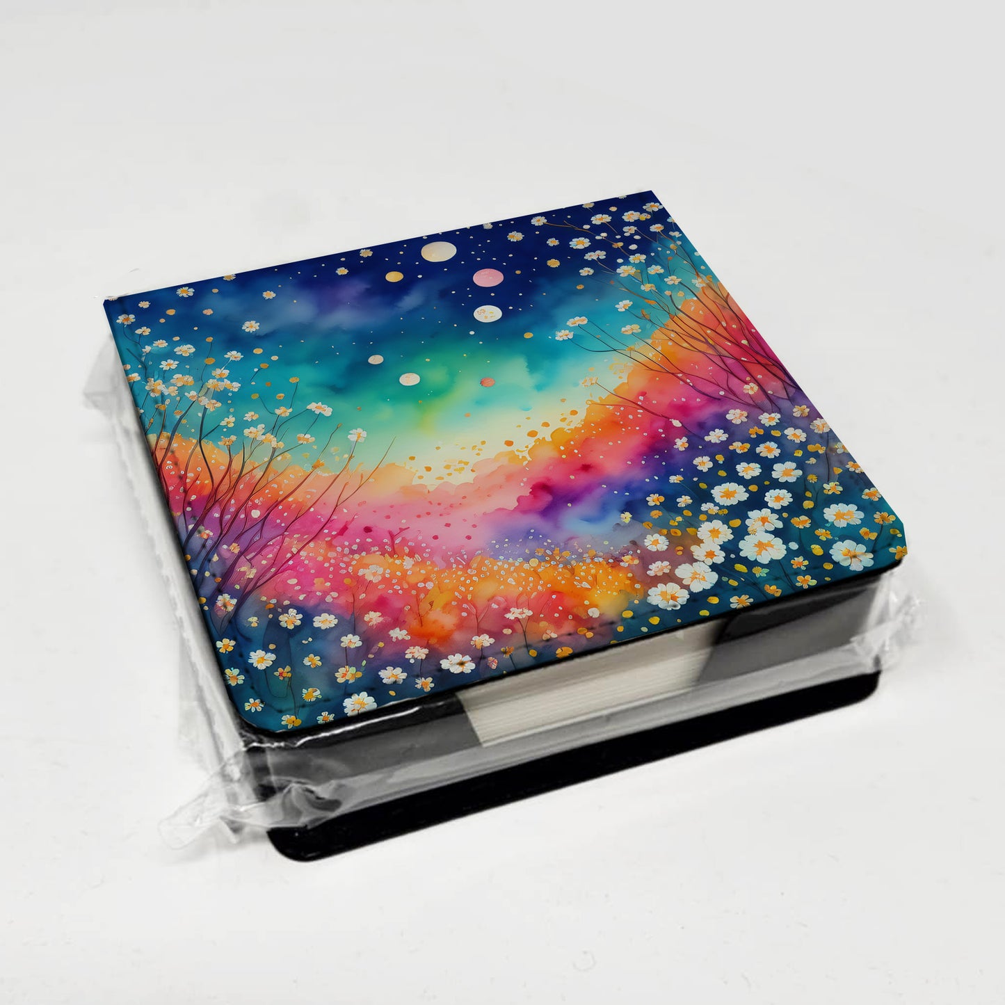 Colorful Gypsophila PU Leather Note Paper Holder