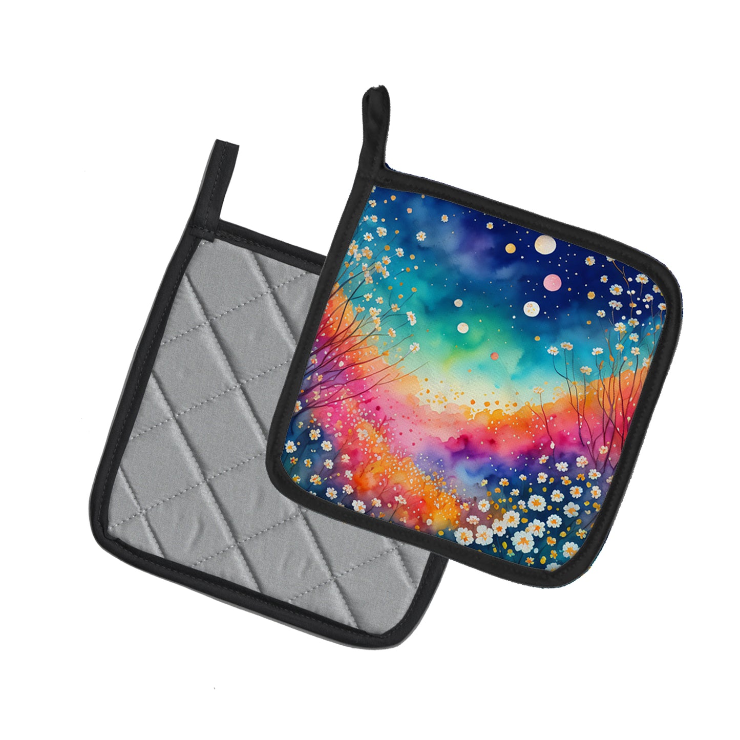 Colorful Gypsophila Pair of Pot Holders