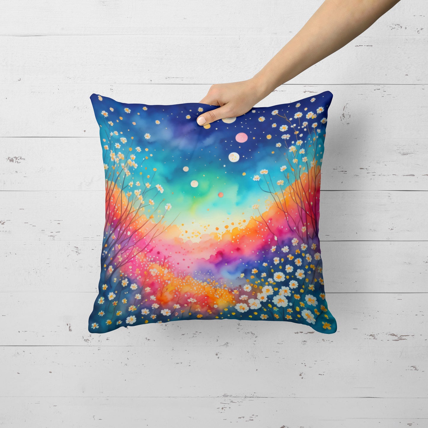 Colorful Gypsophila Throw Pillow