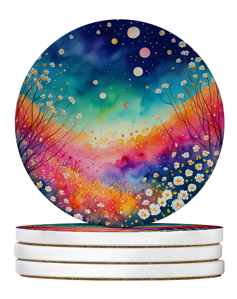 Buy this Colorful Gypsophila Large Sandstone Coasters Pack of 4