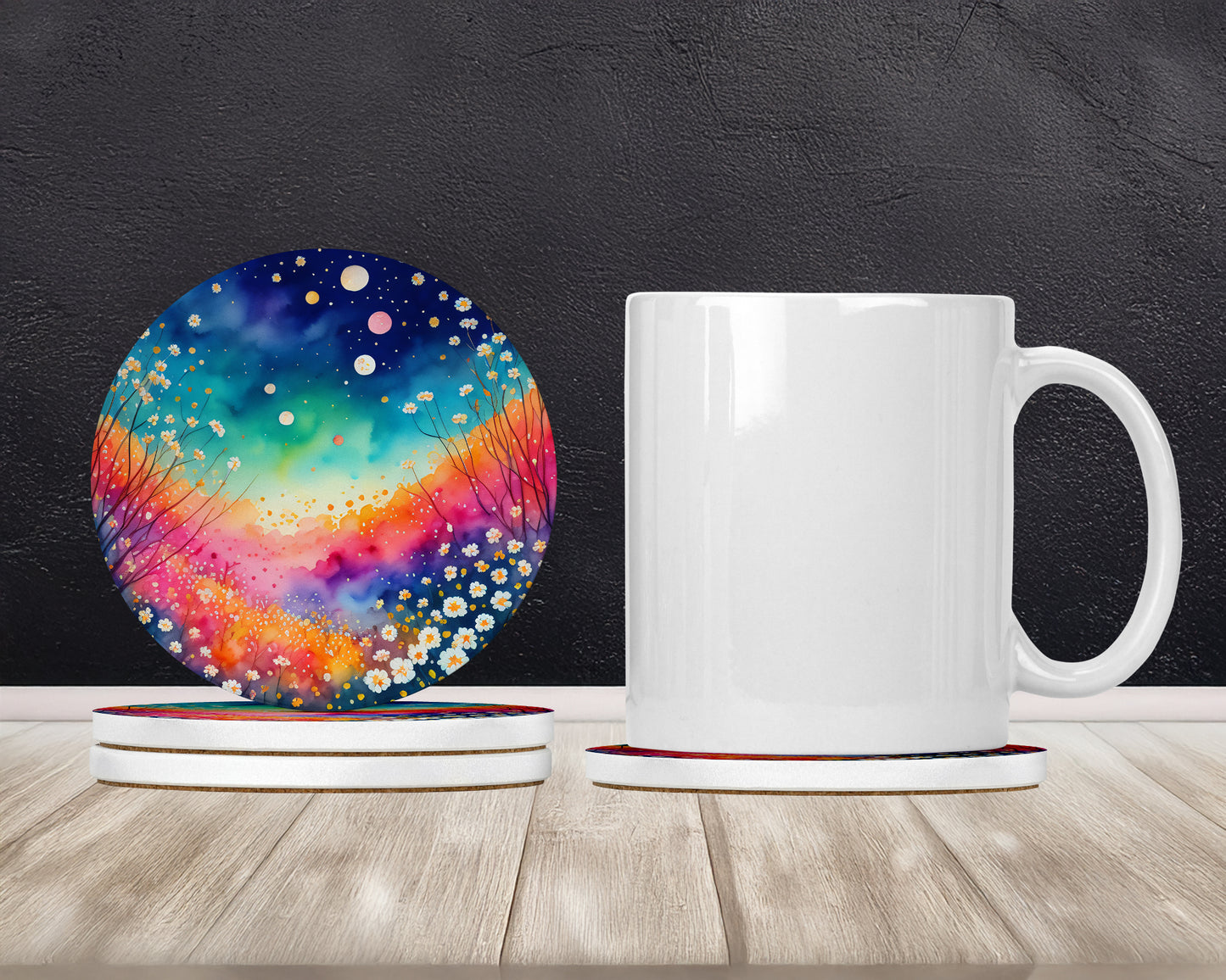 Colorful Gypsophila Large Sandstone Coasters Pack of 4