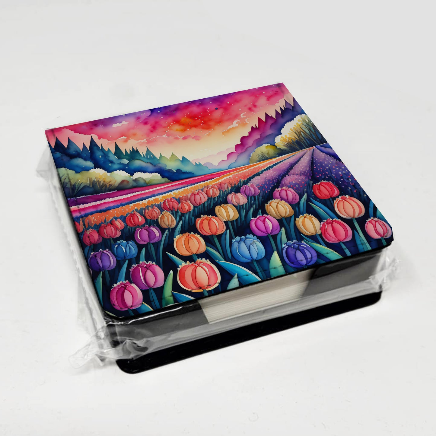 Colorful Hyacinths PU Leather Note Paper Holder