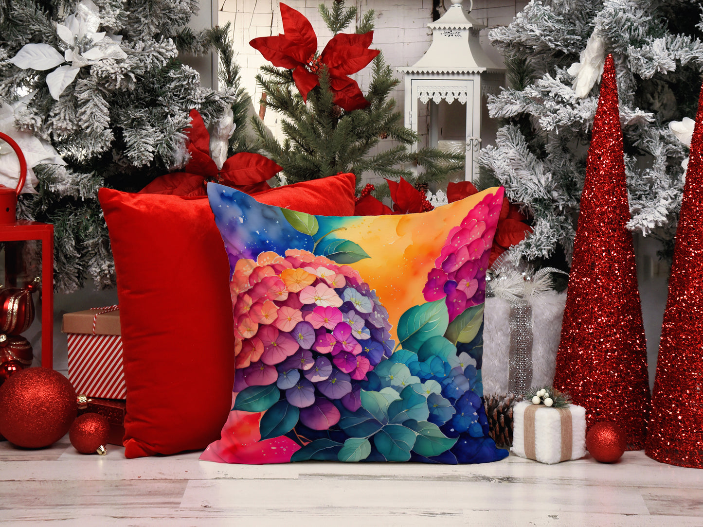 Colorful Hydrangeas Throw Pillow