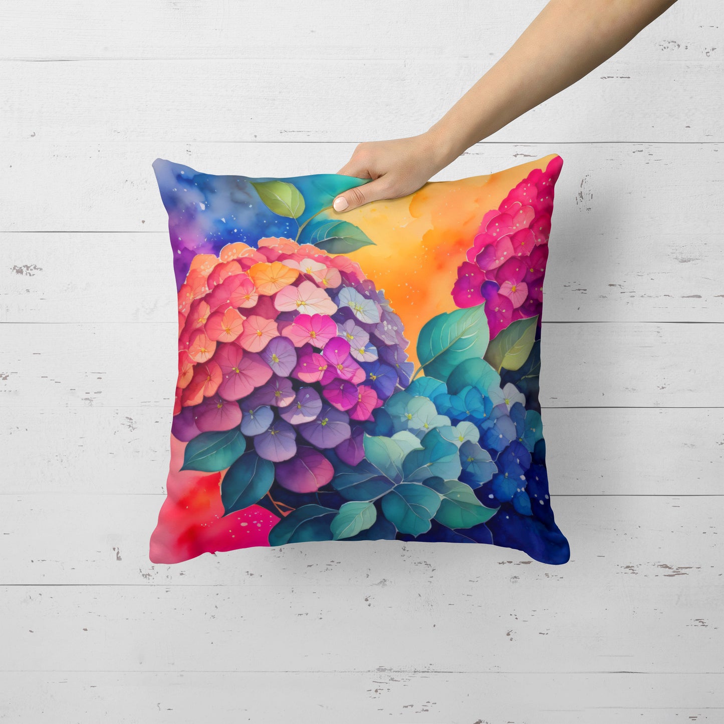 Colorful Hydrangeas Throw Pillow