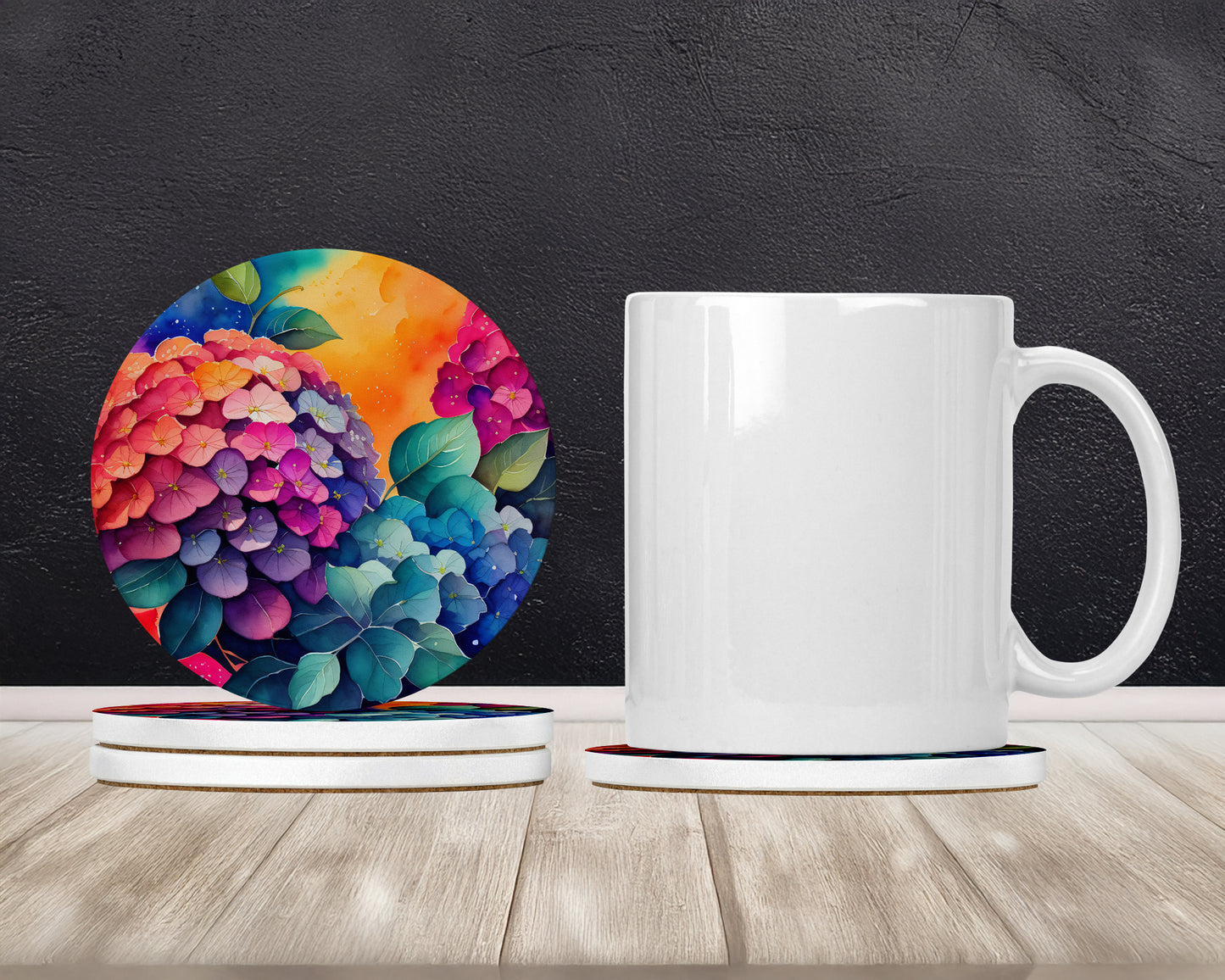 Colorful Hydrangeas Large Sandstone Coasters Pack of 4