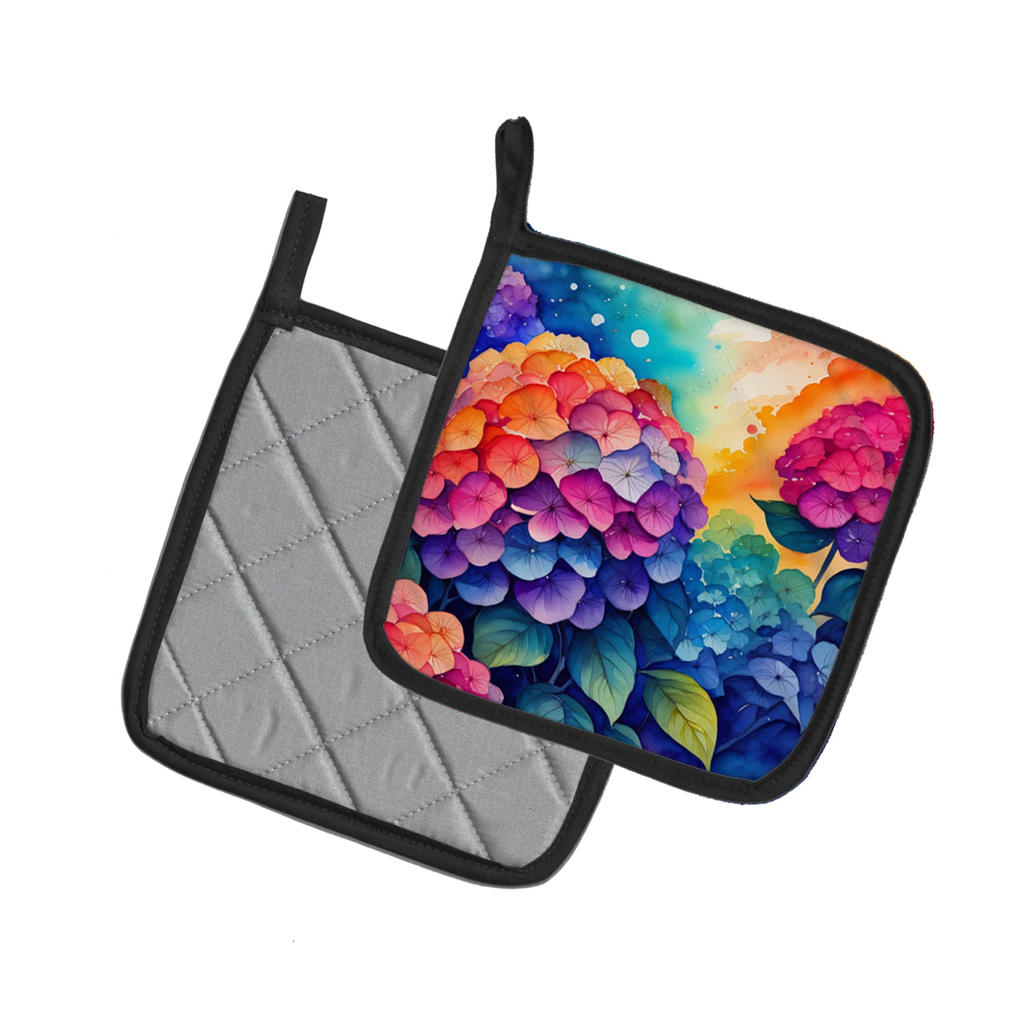 Colorful Hydrangeas Pair of Pot Holders