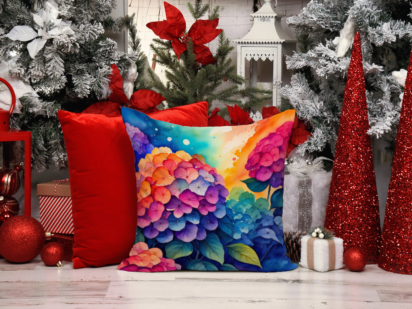 Colorful Hydrangeas Throw Pillow