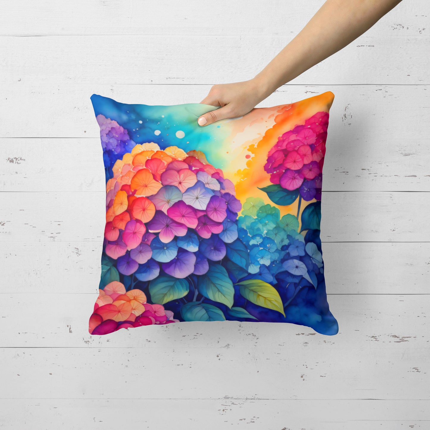 Colorful Hydrangeas Throw Pillow