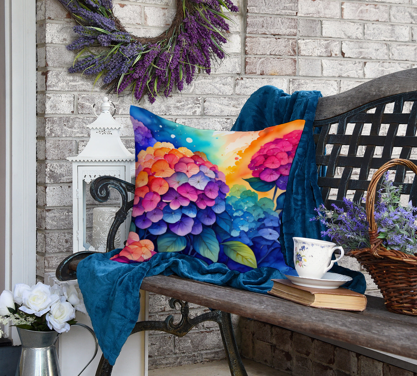 Colorful Hydrangeas Throw Pillow