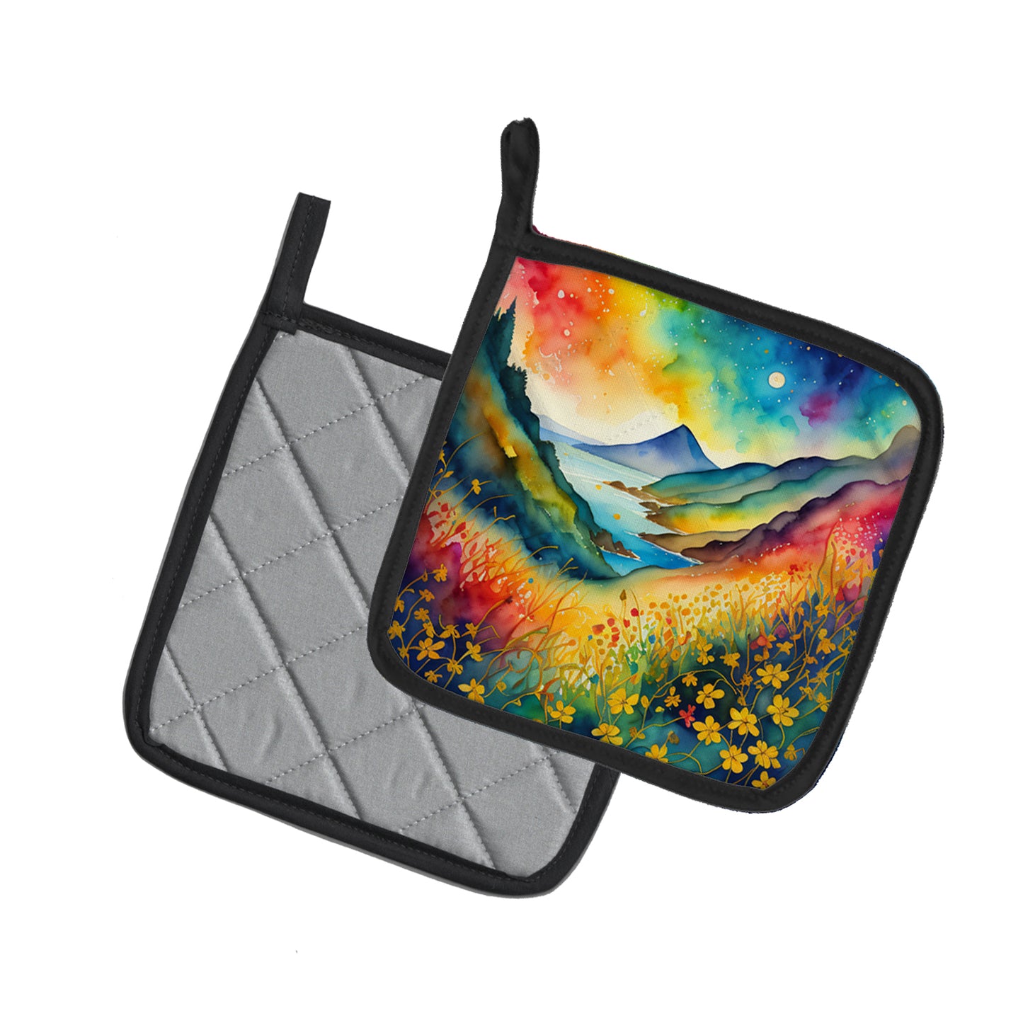 Colorful Hypericum or St. John�s Wort Pair of Pot Holders
