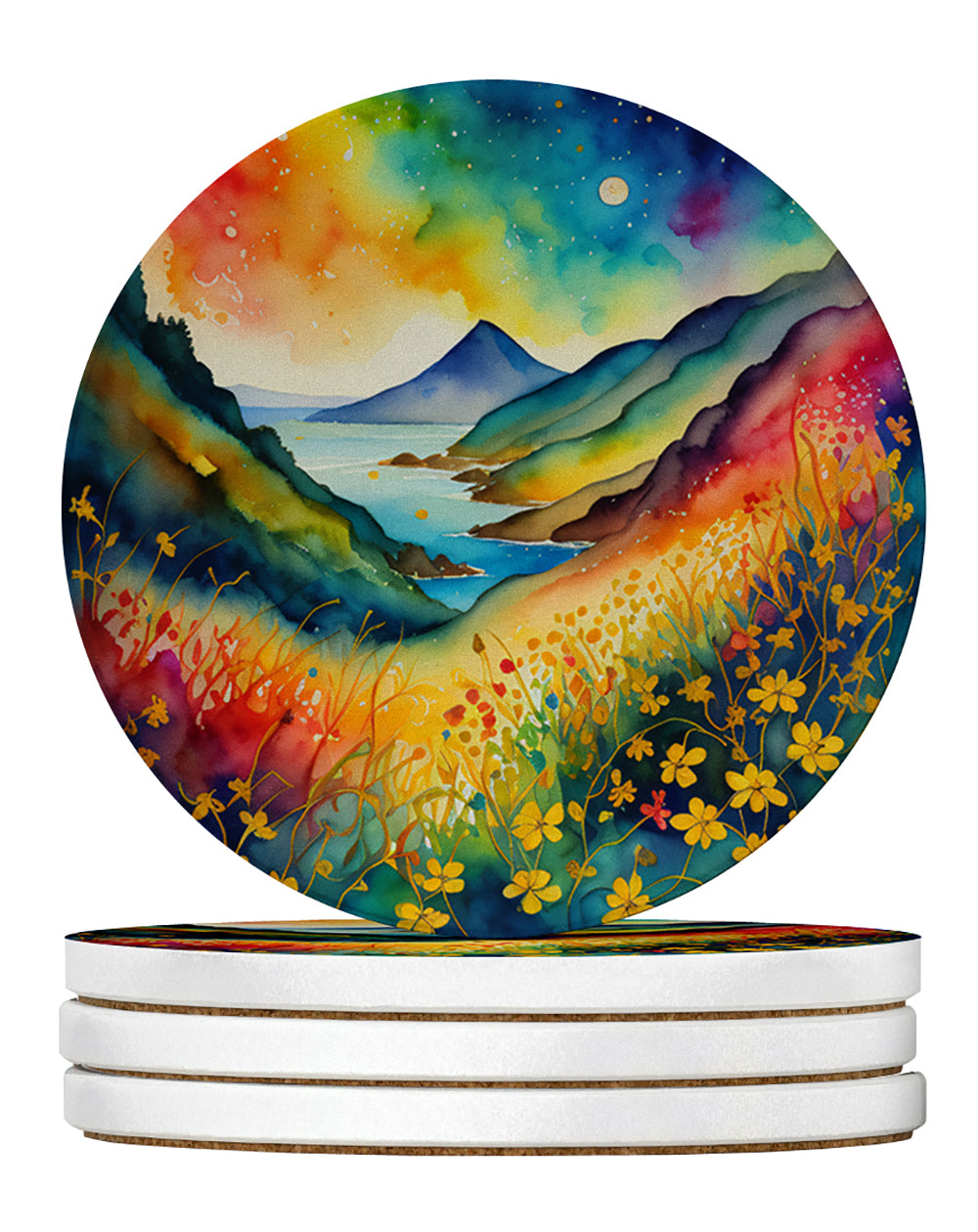 Buy this Colorful Hypericum or St. John’s Wort Large Sandstone Coasters Pack of 4