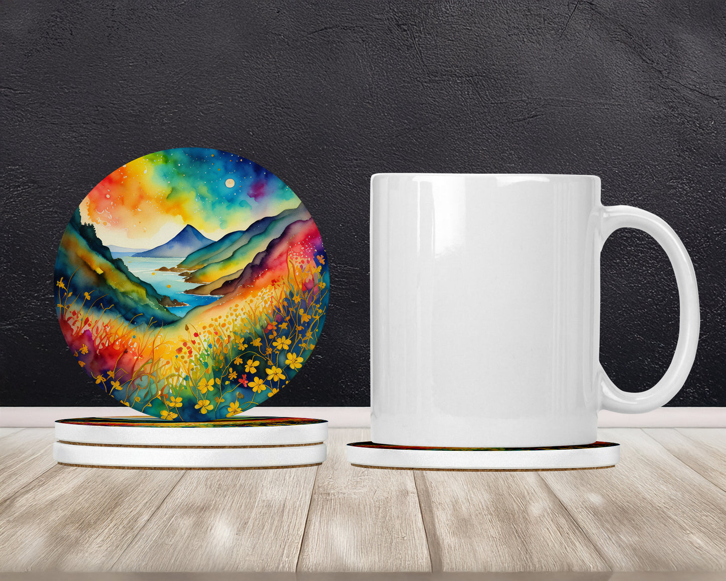 Colorful Hypericum or St. John’s Wort Large Sandstone Coasters Pack of 4