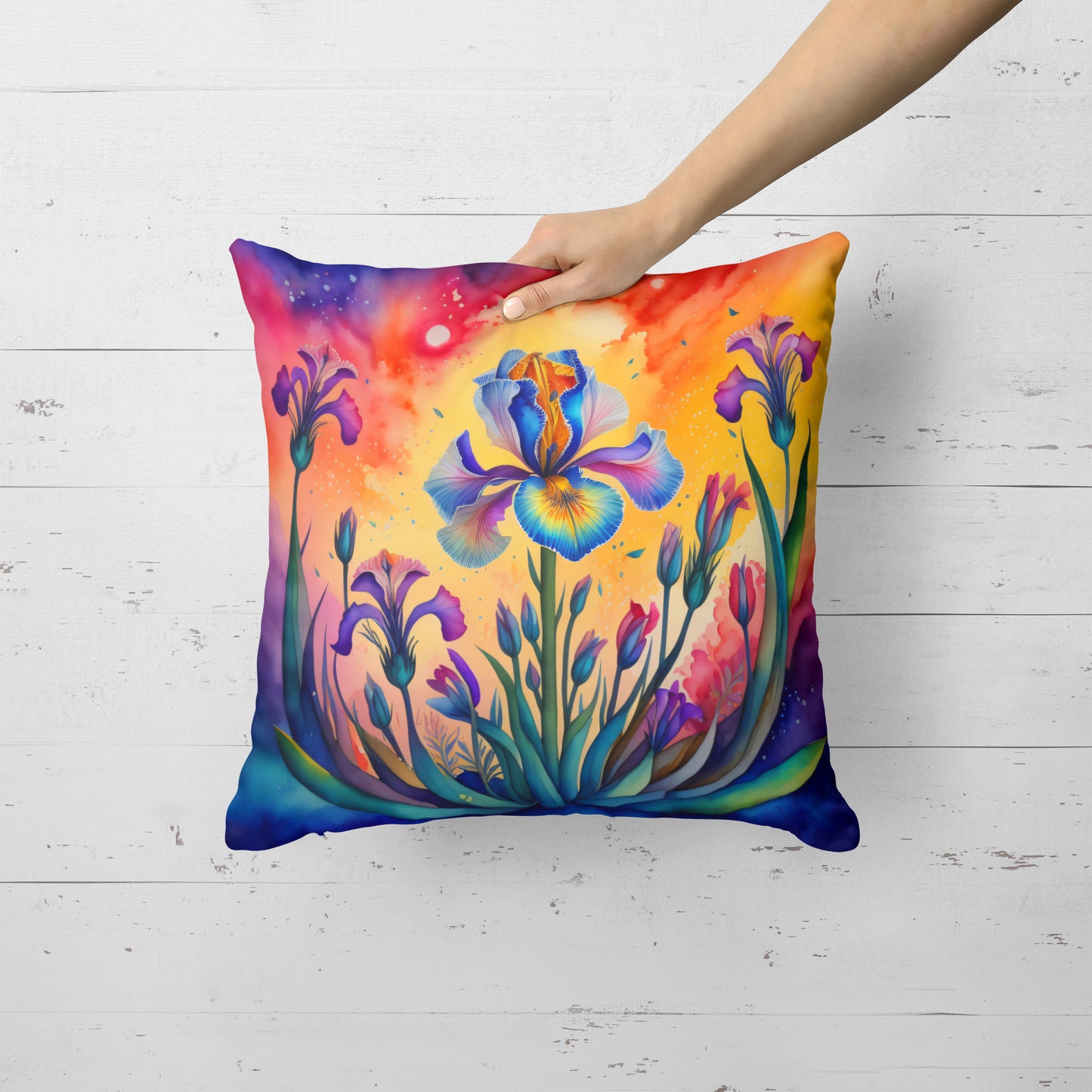 Colorful Iris Throw Pillow