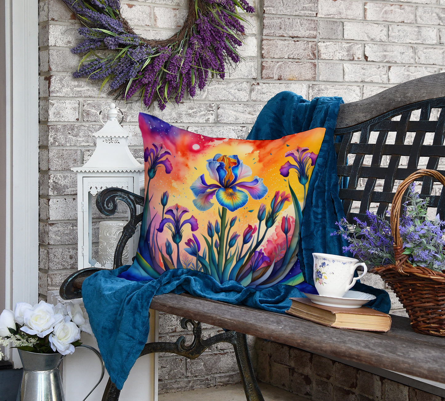 Colorful Iris Throw Pillow