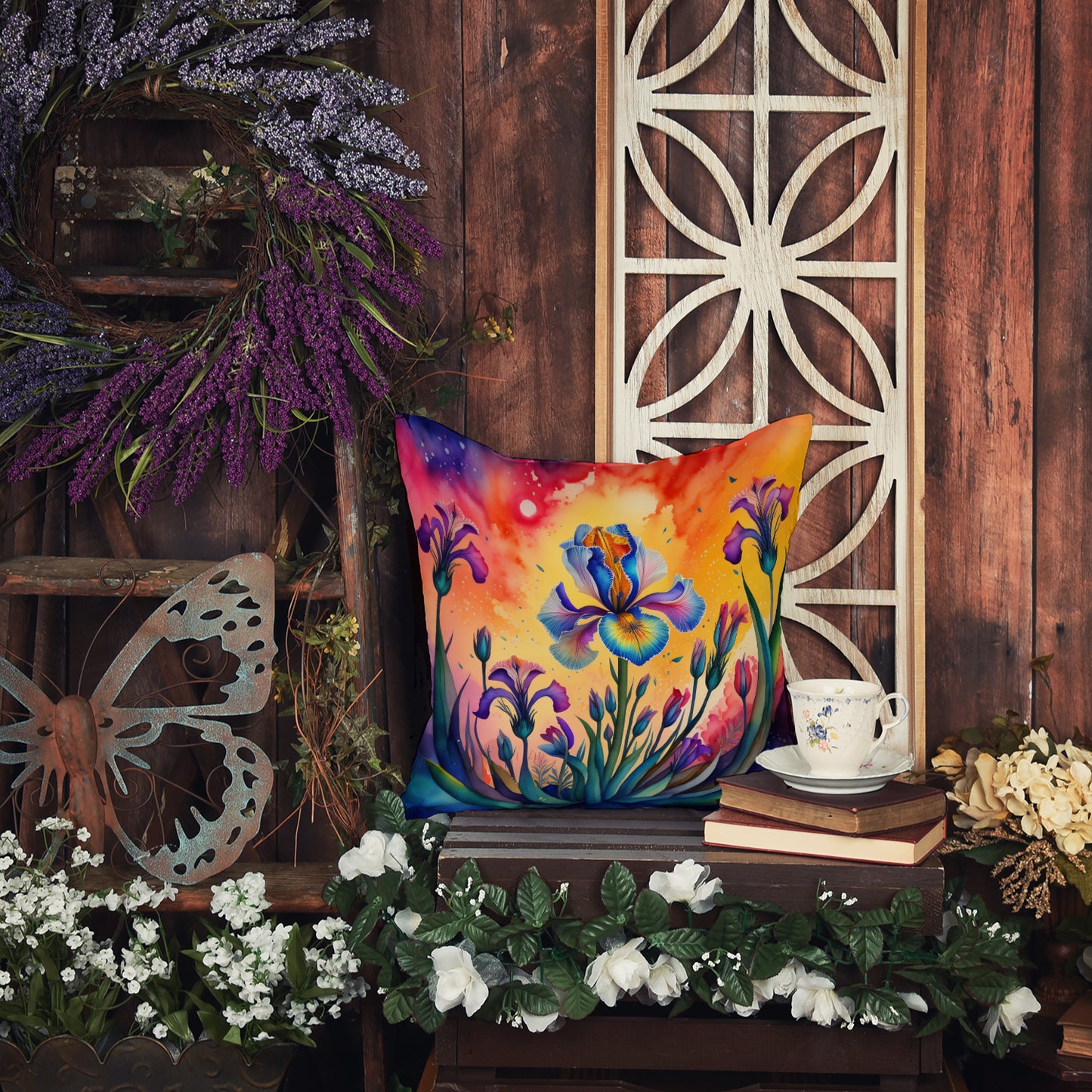 Colorful Iris Throw Pillow