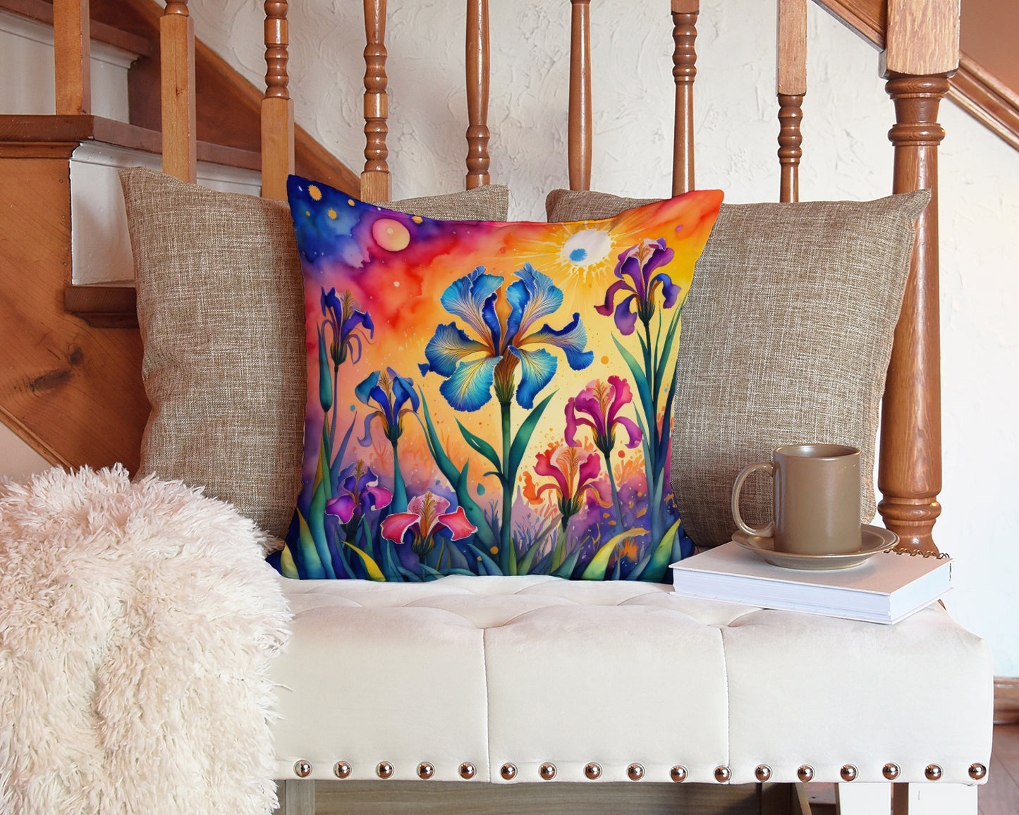 Colorful Iris Throw Pillow