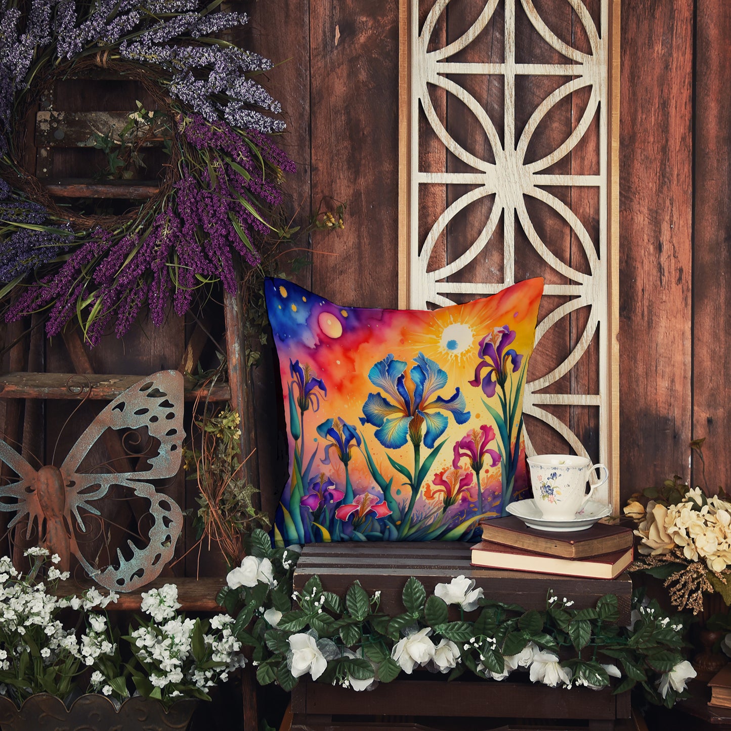 Colorful Iris Throw Pillow