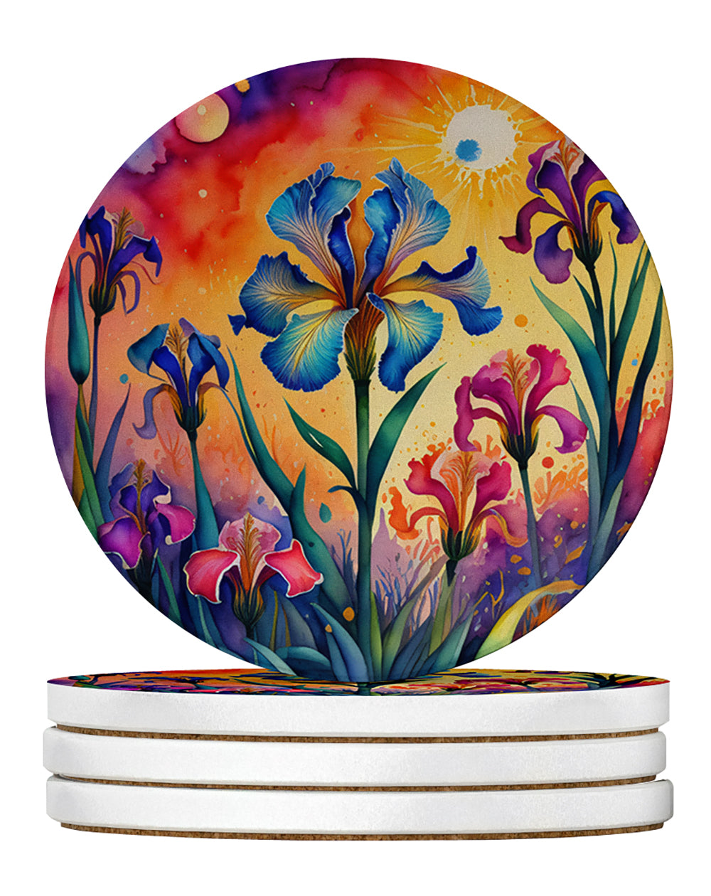 Buy this Colorful Iris Large Sandstone Coasters Pack of 4