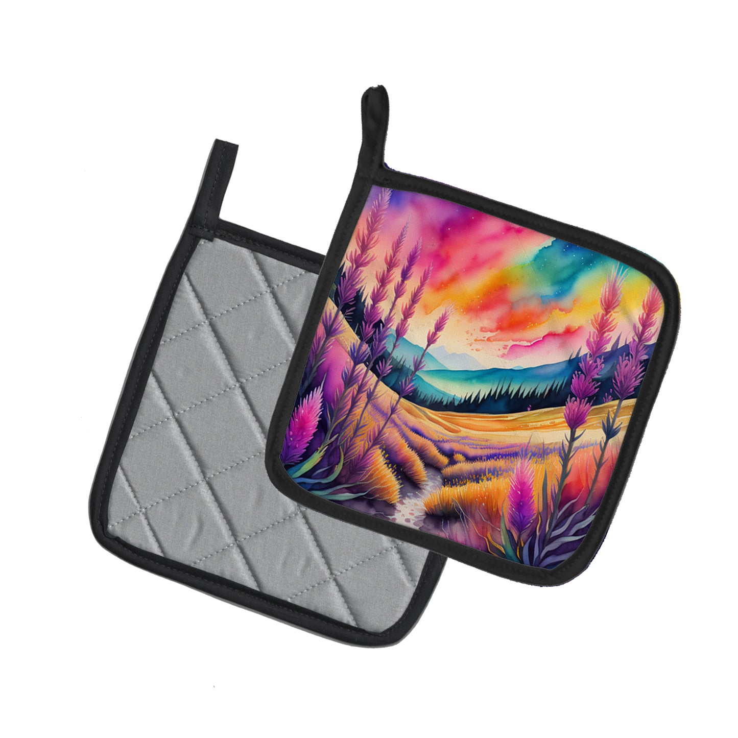 Colorful Liatris Pair of Pot Holders