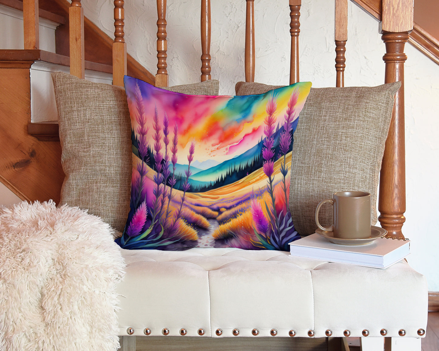 Colorful Liatris Throw Pillow