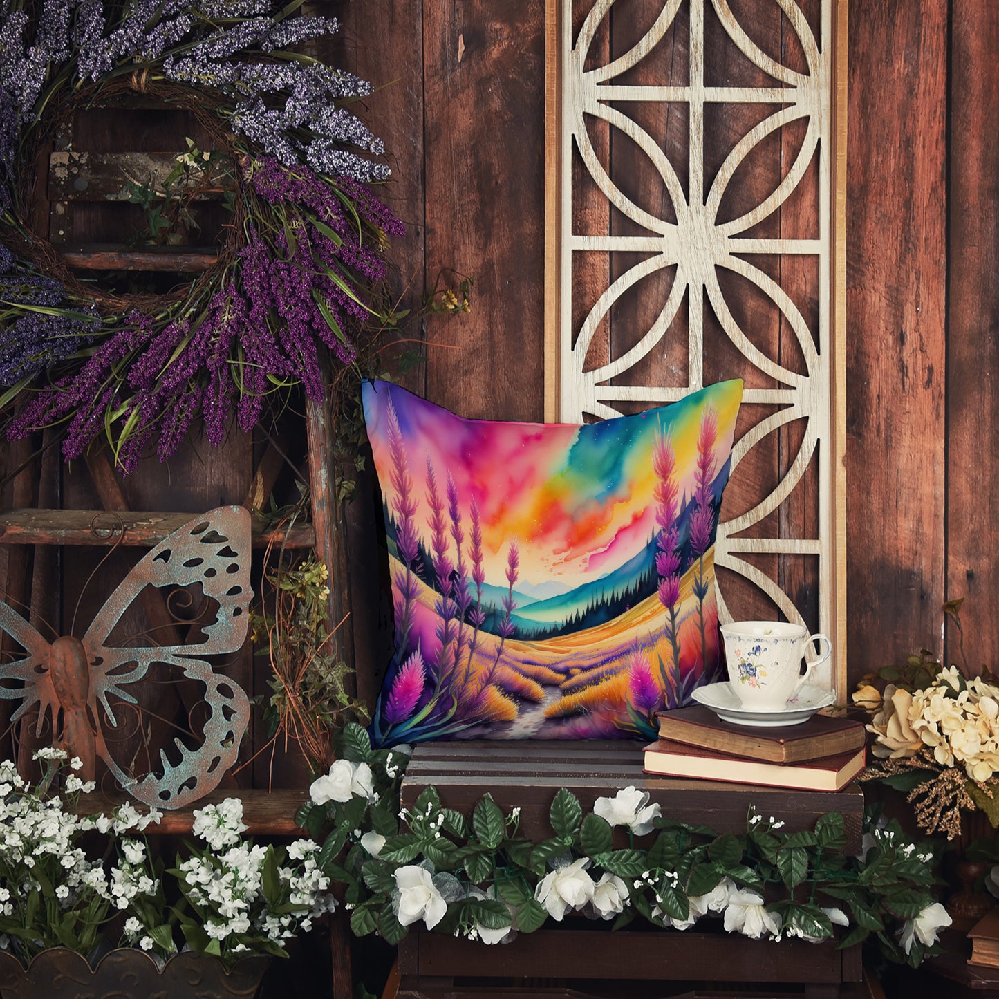 Colorful Liatris Throw Pillow