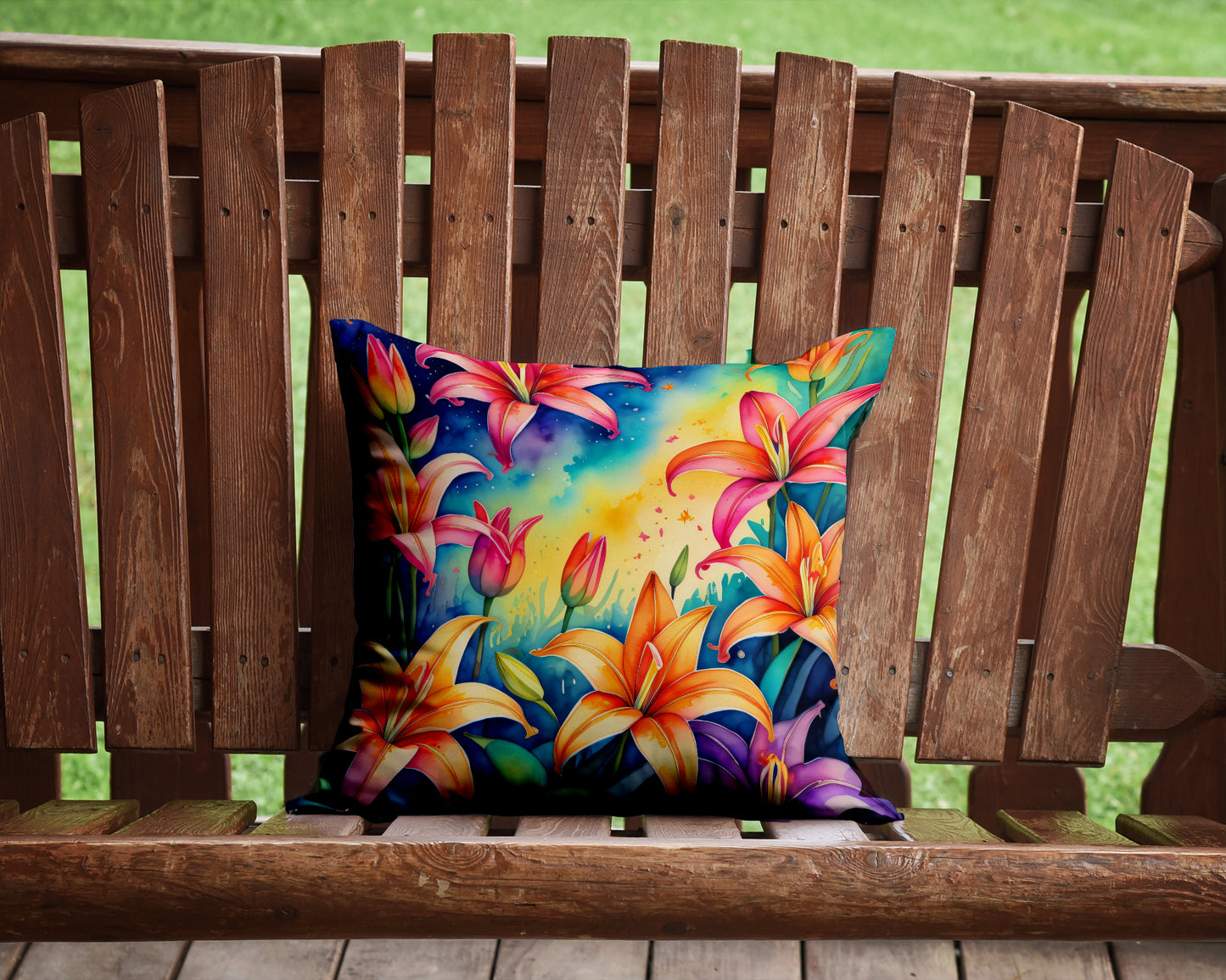 Colorful Lilies Throw Pillow