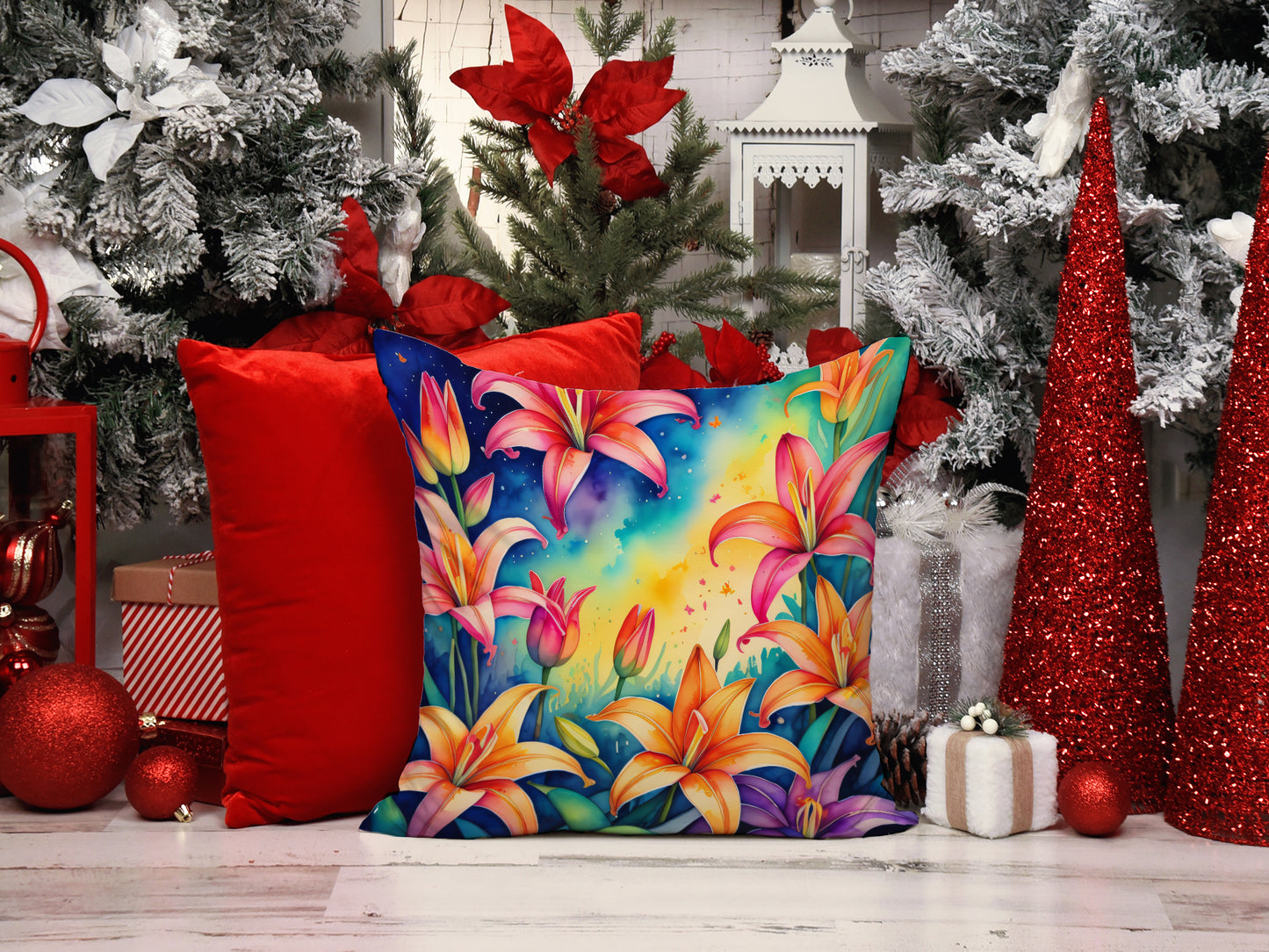 Colorful Lilies Throw Pillow