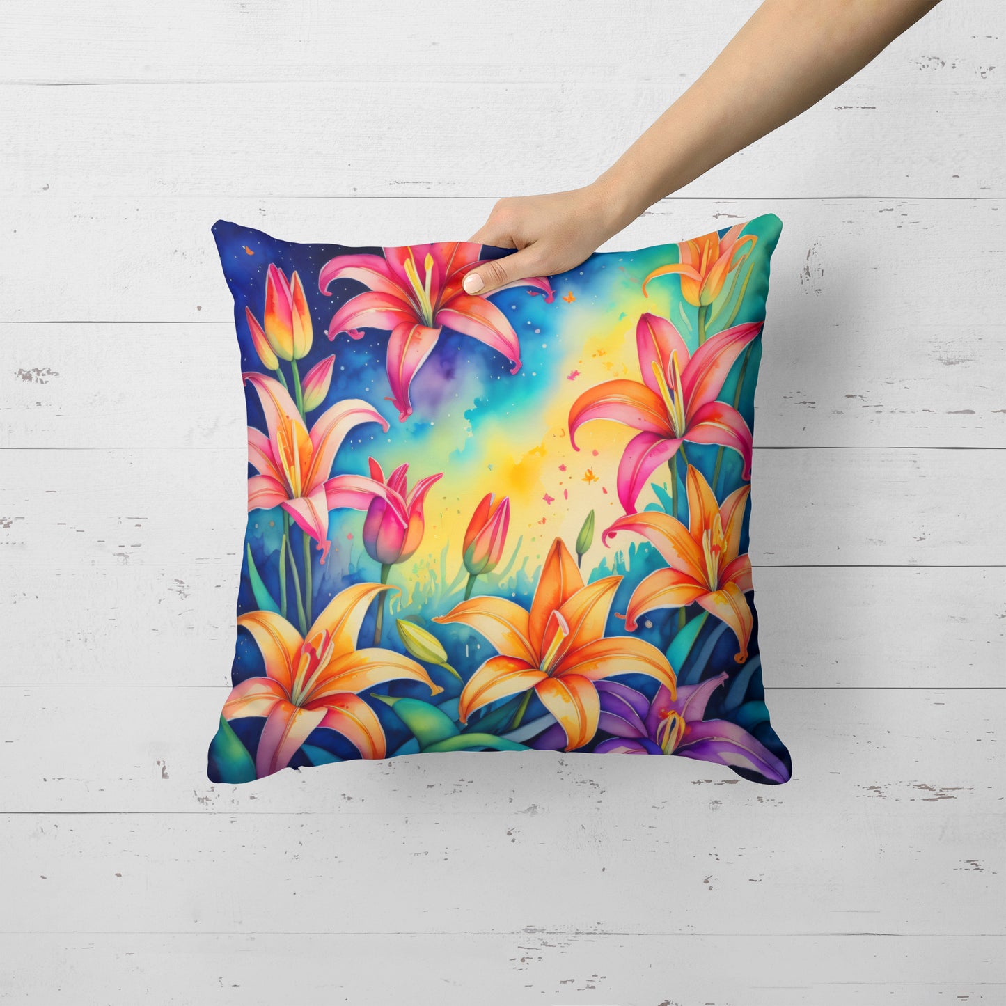 Colorful Lilies Throw Pillow