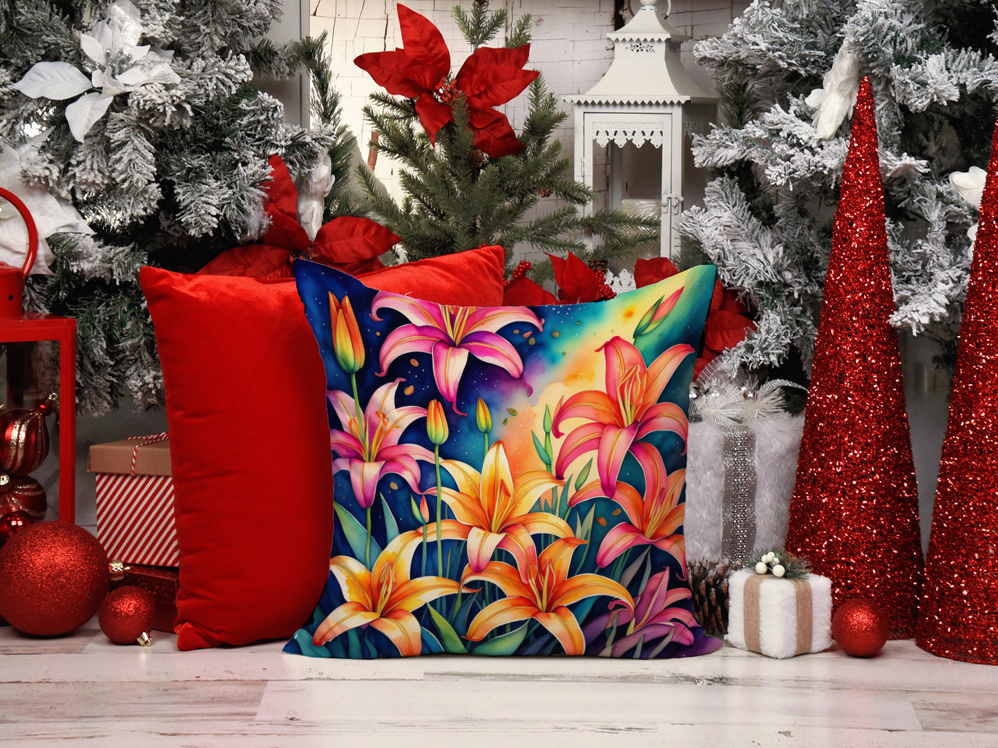 Colorful Lilies Throw Pillow