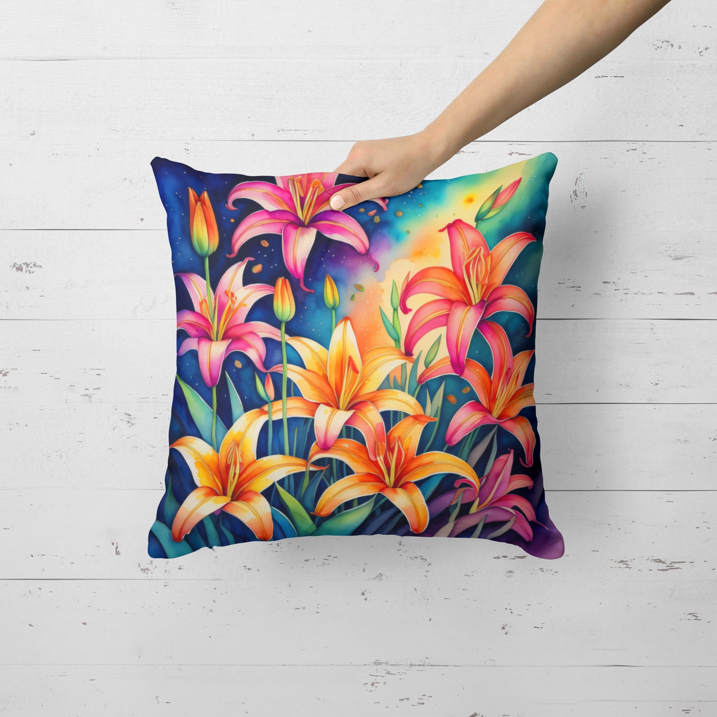 Colorful Lilies Throw Pillow