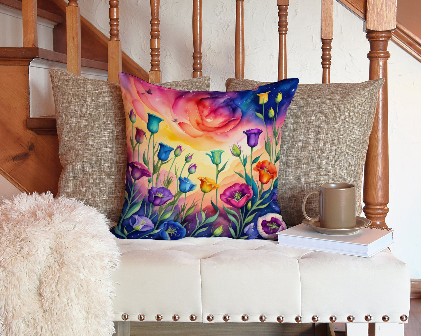 Colorful Lisianthus Throw Pillow