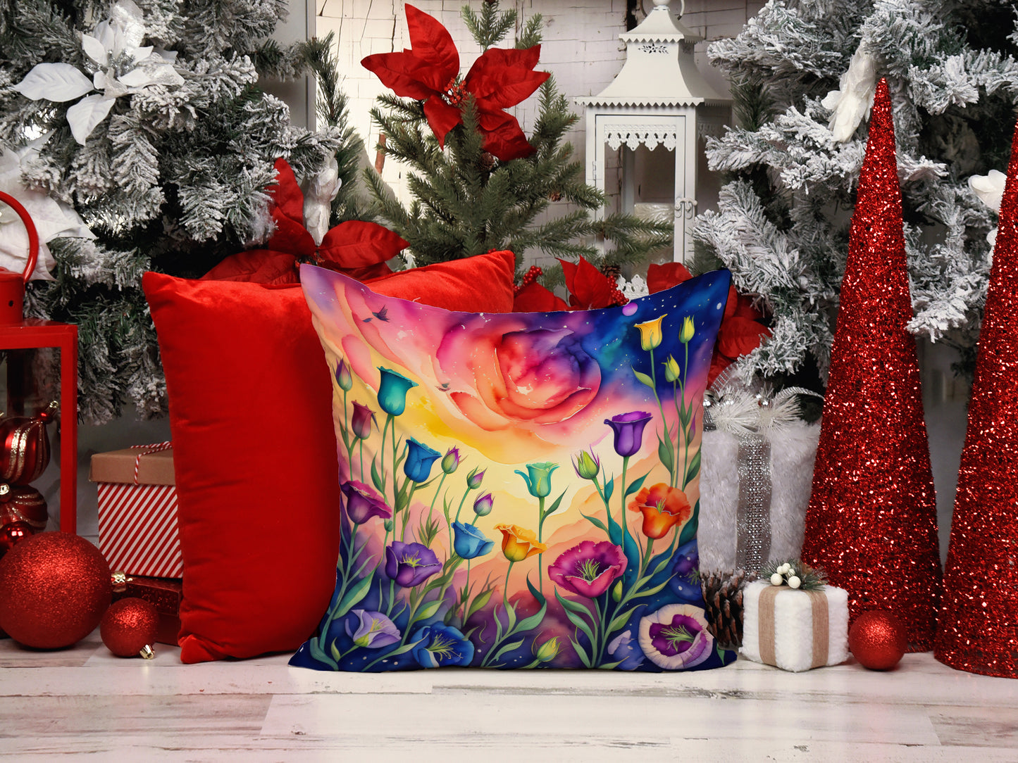 Colorful Lisianthus Throw Pillow