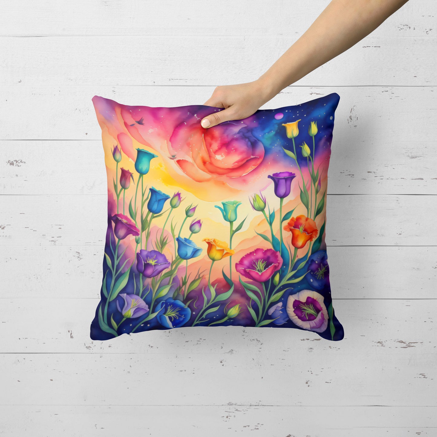 Colorful Lisianthus Throw Pillow