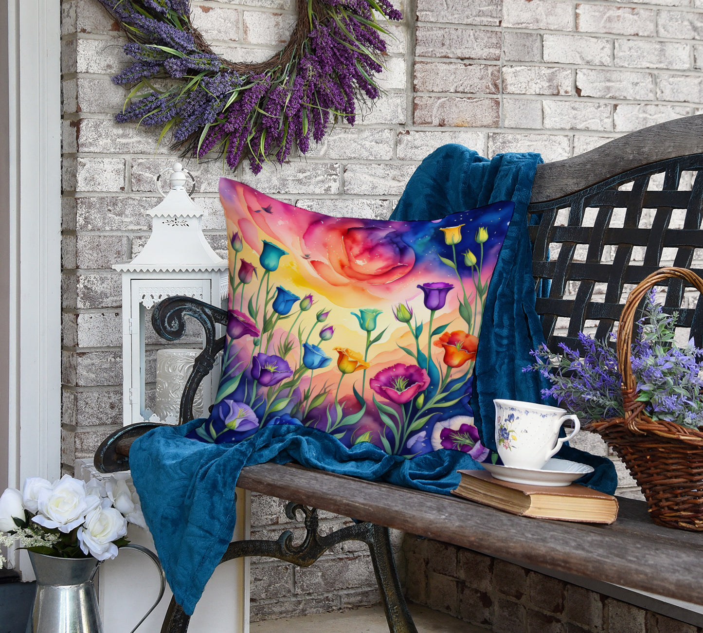 Colorful Lisianthus Throw Pillow