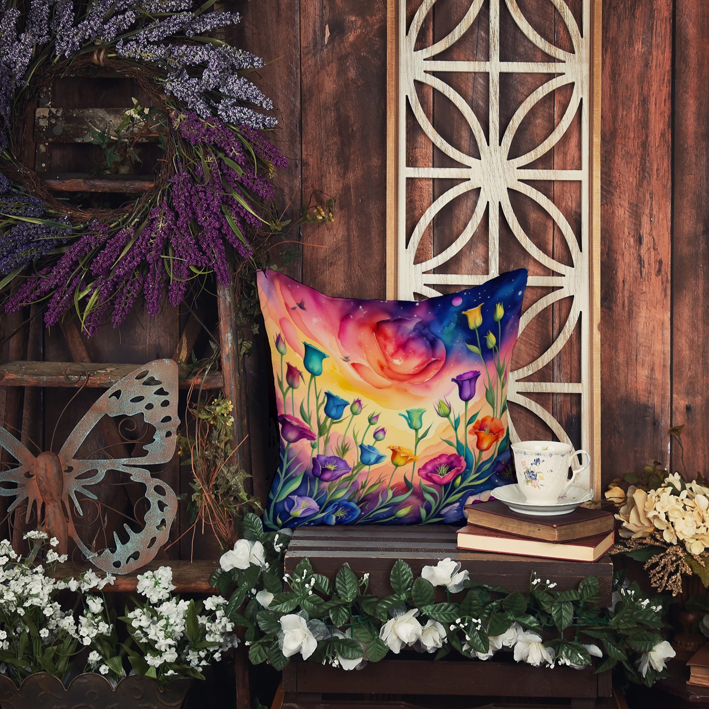 Colorful Lisianthus Throw Pillow