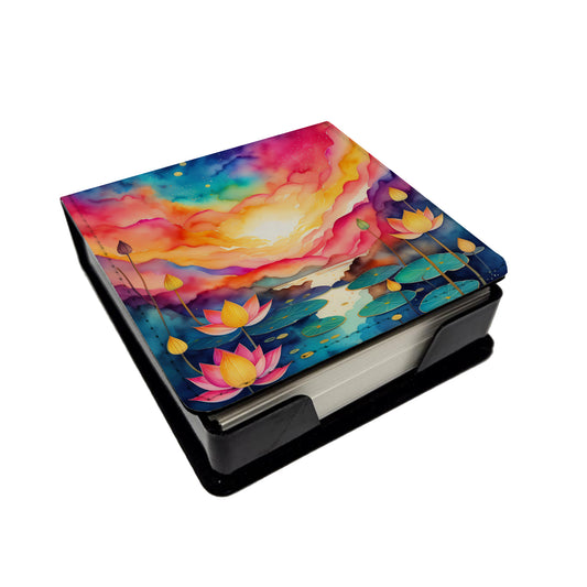 Buy this Colorful Lotus PU Leather Note Paper Holder