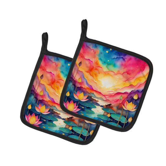 Buy this Colorful Lotus Pair of Pot Holders