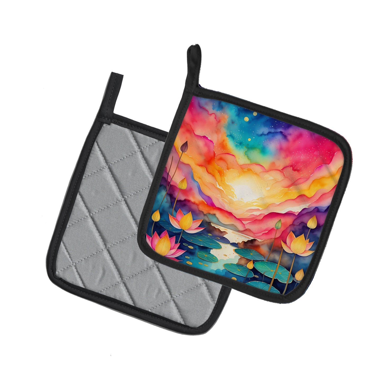 Colorful Lotus Pair of Pot Holders