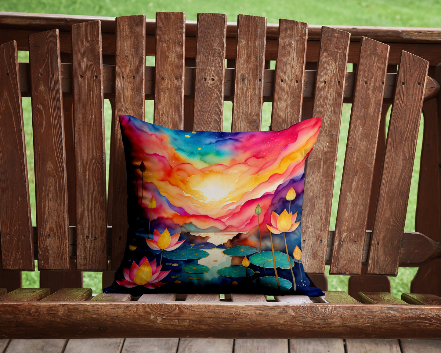 Colorful Lotus Throw Pillow