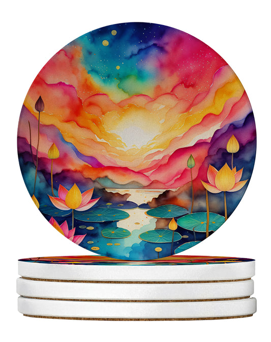 Buy this Colorful Lotus Large Sandstone Coasters Pack of 4