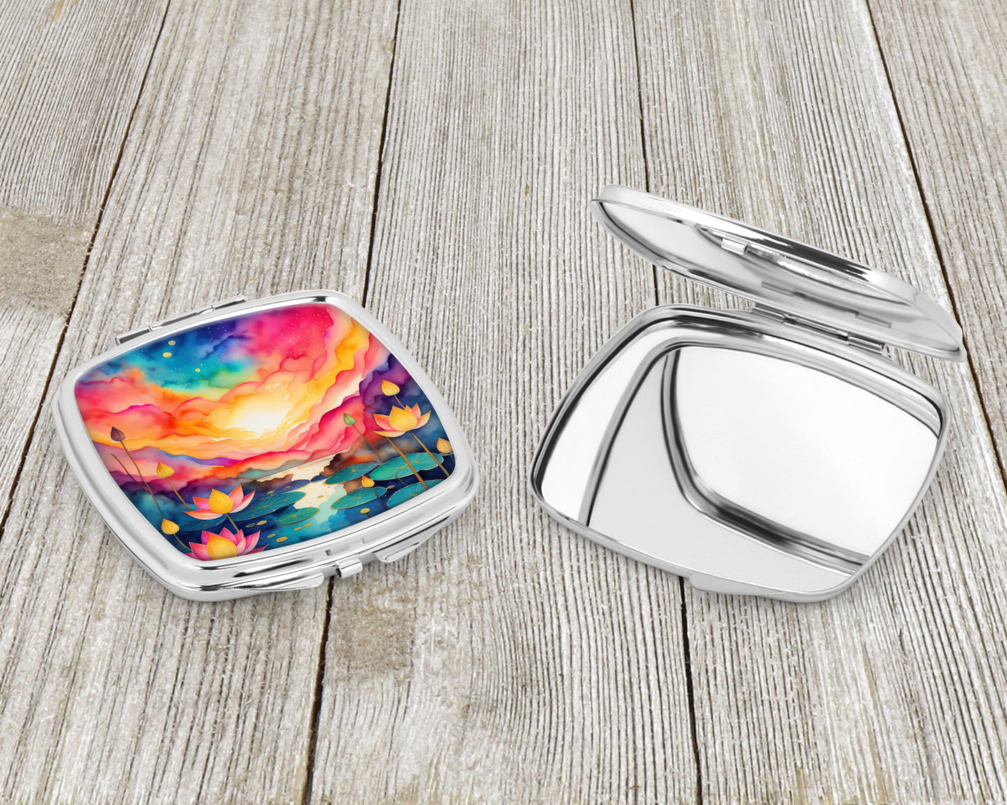 Colorful Lotus Compact Mirror