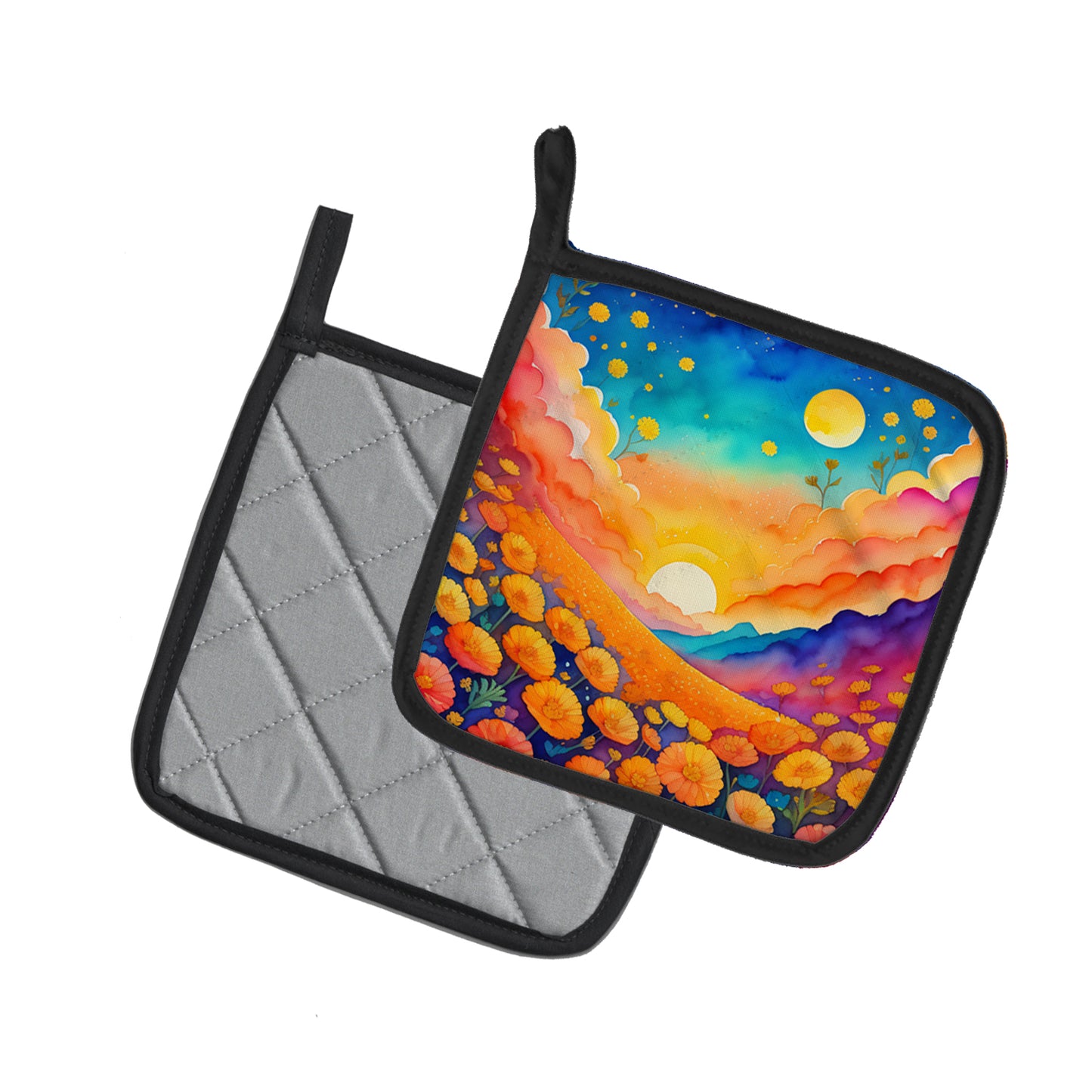 Colorful Marigolds Pair of Pot Holders