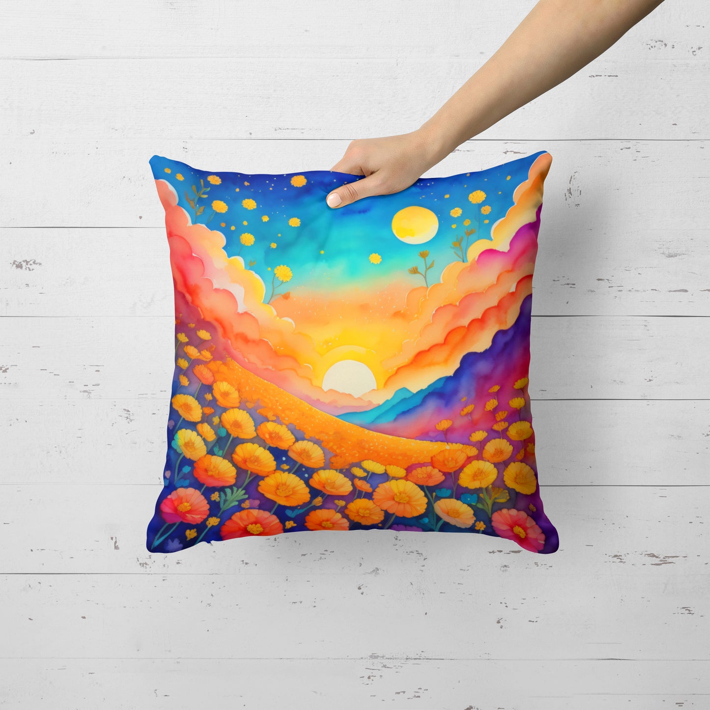 Colorful Marigolds Throw Pillow