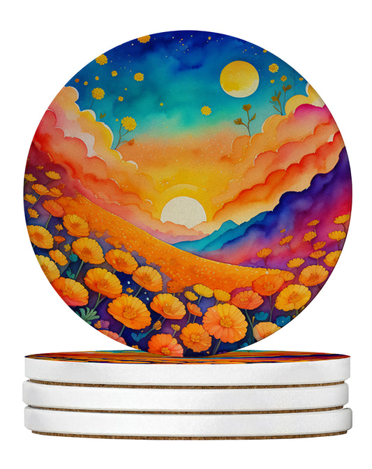 Buy this Colorful Marigolds Large Sandstone Coasters Pack of 4